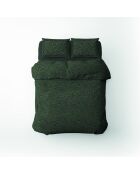 Housse de couette + 2 taies d'oreiller 80x80 satin de coton Evasion zébrée vert foncé - 200x220 cm