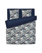 Copripiumino + 2 federe in raso di cotone Nuit floreale blu scuro - 260x240 cm