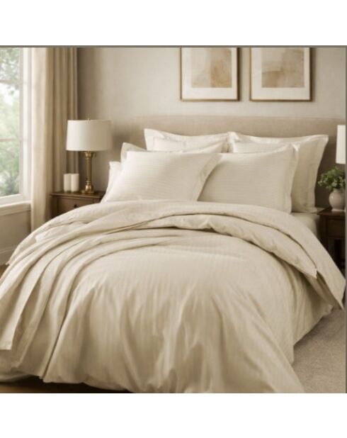 Taie de traversin en satin de coton ivoire - 86x185cm