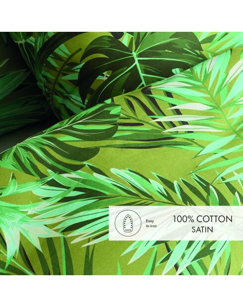 Bettbezug aus tropischem Baumwollsatin mit Kissenbezug, 140 x 200 cm, Hellgrün