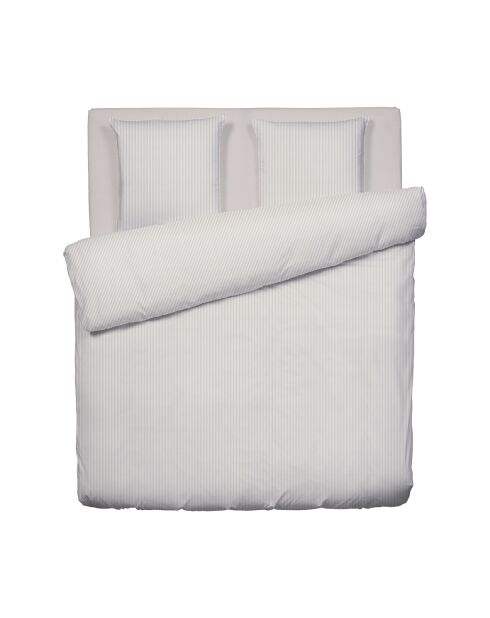 Housse de couette + 2 taies d'oreiller en coton percale Nantes taupe - 240x220 cm