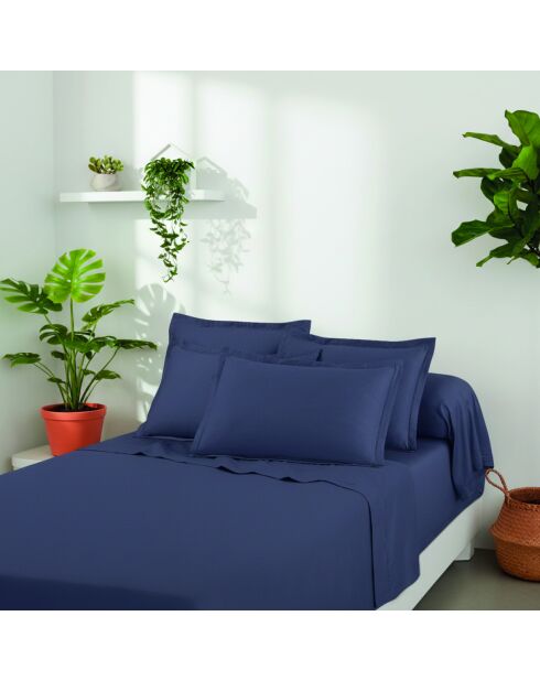 Maxi-Bettwäscheset, rechteckig, Kissenbezug aus Baumwollsatin, Uni 1, baratta blau 06
