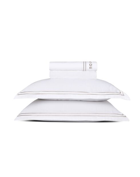 Ensemble de draps Mini taie rectangle en satin de coton Nice taupe/blanc - 150x200 cm