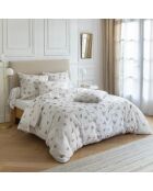 Drap plat motif floral blanche à fleurs roses