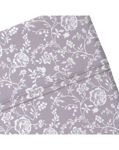 Drap plat bébé en satin de coton Parterre de Roses lavande - 80x110 cm