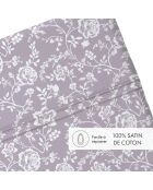 Drap plat bébé en satin de coton Parterre de Roses lavande - 80x110 cm