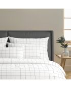 Funda de edredón y 2 fundas de almohada de algodón satinado con cuadrados blancos grandes
