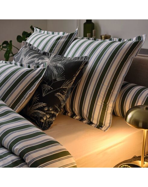 Housse de couette + taie d'oreiller 63x63 satin de coton Soline vert/bleu - 140x200 cm
