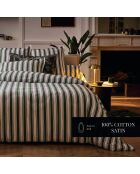 Housse de couette + taie d'oreiller 63x63 satin de coton Soline vert/bleu - 140x200 cm