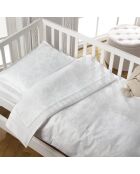 Babydekbedovertrek + kussensloop van geweven katoensatijn Jacquard Jacquard Petit Chênes Blanches - 100x135 cm