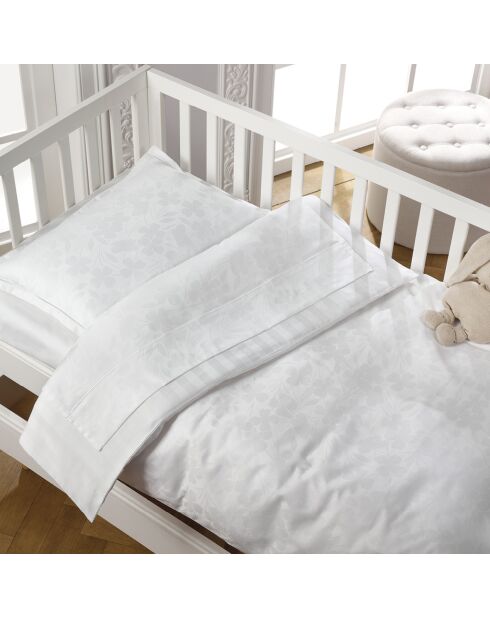 Babydekbedovertrek + kussensloop van geweven katoensatijn Jacquard Jacquard Petit Chênes Blanches - 100x135 cm