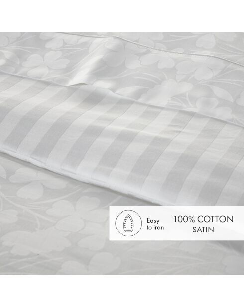 Babydekbedovertrek + kussensloop van geweven katoensatijn Jacquard Jacquard Petit Chênes Blanches - 100x135 cm