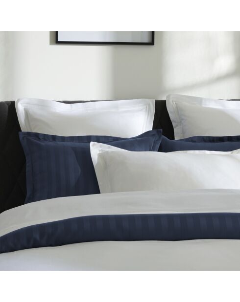 Housse de couette + taie d'oreiller en satin de coton Nice blanc - 140x200 cm