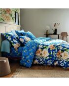 Copripiumino + federa in raso di cotone Jardin de Fleurs Bleues - 140x200 cm