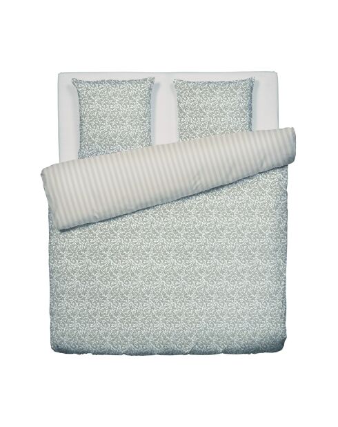 Housse de couette + 2 taies d'oreiller en satin de coton Damask Floralia taupe