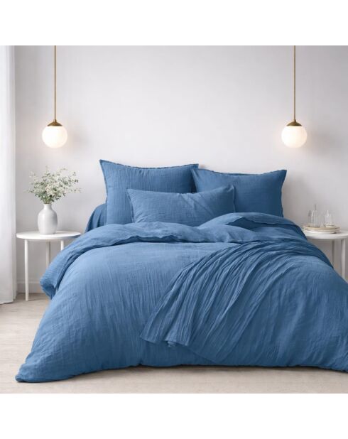 Housse de couette en gaze de coton bleu jean