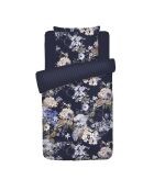 Copripiumino + federa in cotone satinato fiori di ortensia blu scuro - 140x200 cm