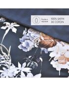 Copripiumino + federa in cotone satinato fiori di ortensia blu scuro - 140x200 cm