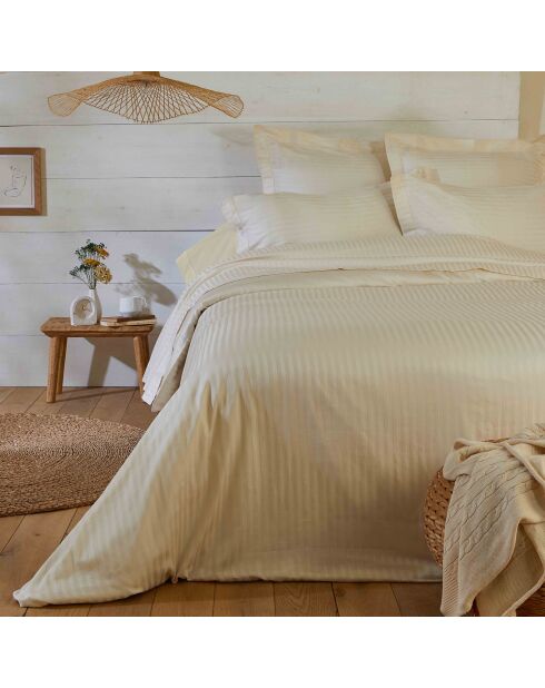 Housse de couette en satin de coton ivoire