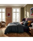 Bettbezug aus gewebtem gestreiftem Baumwollsatin von Dobby Jacquard, mit Kissenbezug, 140 x 200 cm, Schwarz