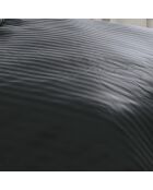 Bettbezug aus gewebtem gestreiftem Baumwollsatin von Dobby Jacquard, mit Kissenbezug, 140 x 200 cm, Schwarz