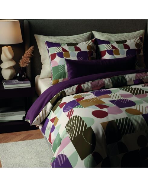Housse de couette + taie d'oreiller en satin de coton Modul'Art blanches