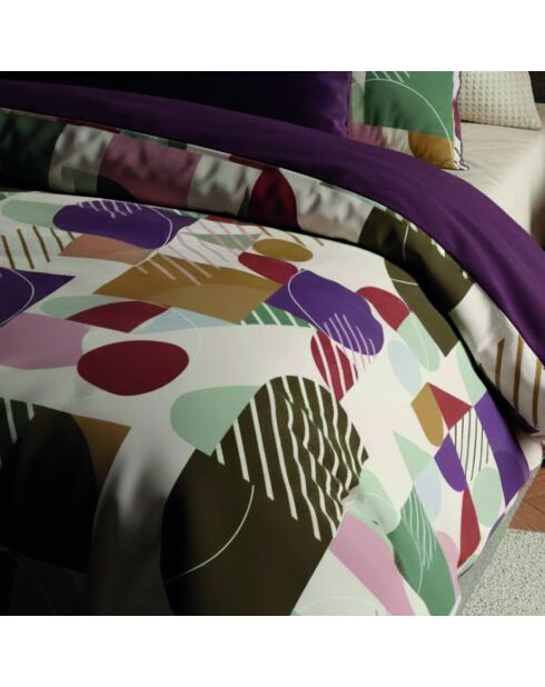 Housse de couette + taie d'oreiller en satin de coton Modul'Art blanches