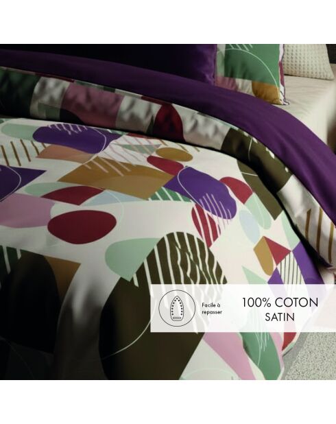 Housse de couette + taie d'oreiller en satin de coton Modul'Art blanches