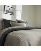 Bel copripiumino + federa in raso di cotone bianco/tortora - 140x200 cm