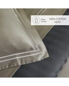 Bel copripiumino + federa in raso di cotone bianco/tortora - 140x200 cm