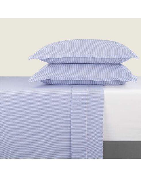 Drap plat en coton percale Nantes bleu clair - 240x300 cm