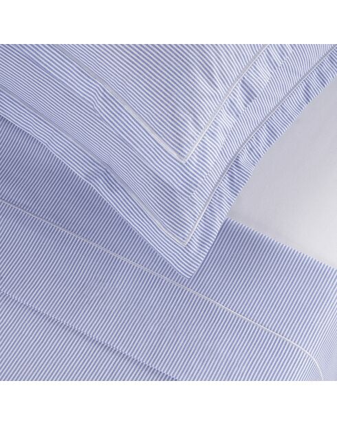 Drap plat en coton percale Nantes bleu clair - 240x300 cm