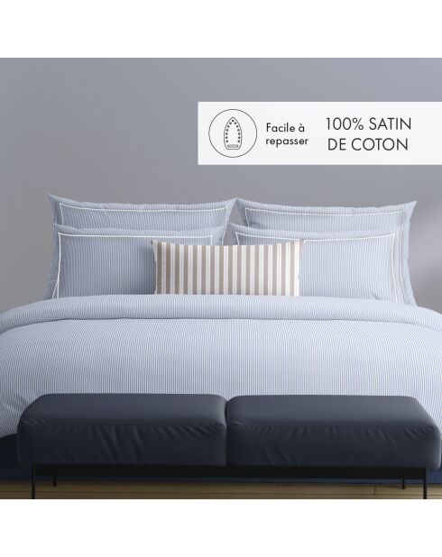 Drap plat en coton percale Nantes bleu clair - 240x300 cm