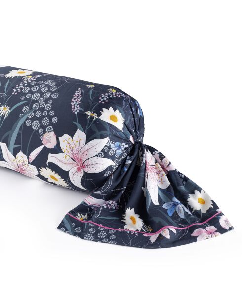 Fodera in raso di cotone Dreamy Garden blu scuro - 43x210 cm