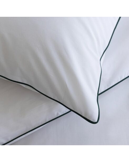 Housse de couette blanche à passepoil vert