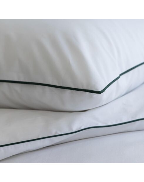Housse de couette blanche à passepoil vert