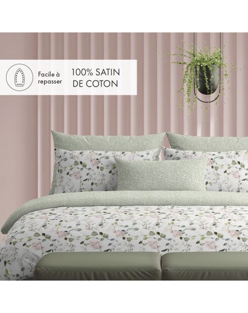 Eclat d'eucalyptus blanc laken van katoensatijn