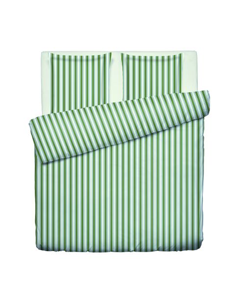 Housse de couette + taie d'oreiller en satin de coton Lorine vert/bleu