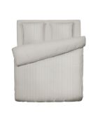 Housse de couette + 2 taies d'oreiller en satin de coton rayure tissé dobby Jacquard taupe - 260x240 cm