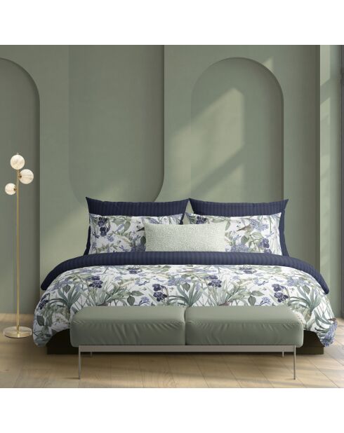 Funda de edredón y funda de almohada de satén de algodón blanco Garden of Eden, 140 x 200 cm
