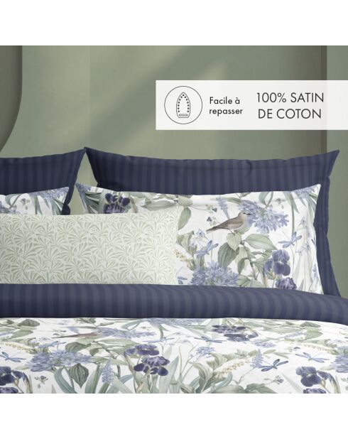 Funda de edredón y funda de almohada de satén de algodón blanco Garden of Eden, 140 x 200 cm