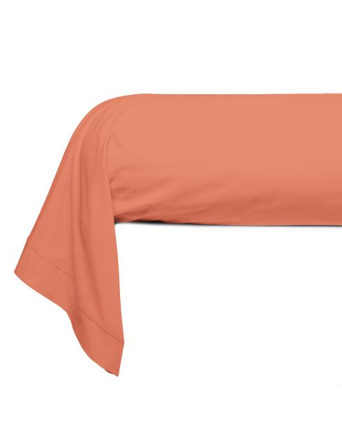 Taie de traversin en percale de coton uni orange - 86x185cm