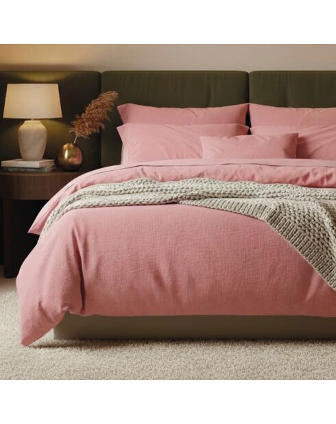 Steppdecke mit Quasten Baumwollgaze Uni rosa 06 - 140x200 cm