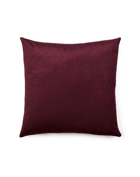 Fluwelen kussenhoes met bordeauxrood bloemenmotief - 45x45 cm