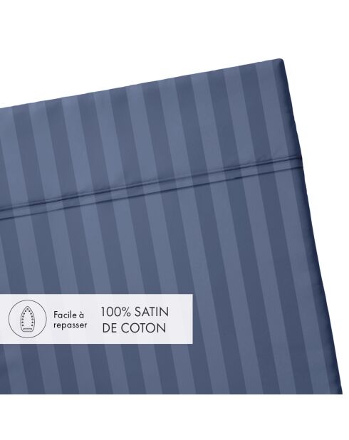 Katoenen satijnen laken dobby stripe Dobby stripe geweven blauw