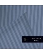 Housse de couette + taie d'oreiller 80x80 satin de coton rayure tissé dobby Jacquard bleu 06 - 135x200 cm