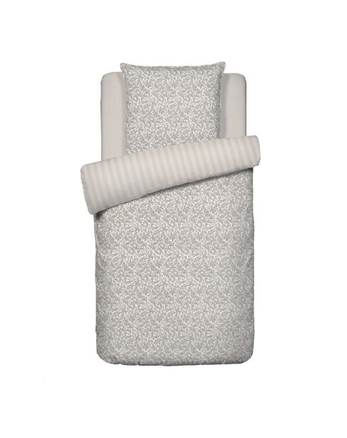 Funda de edredón y funda de almohada Damask Floralia, algodón topo, satén, 140 x 200 cm