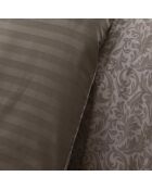Funda de edredón y funda de almohada Damask Floralia, algodón topo, satén, 140 x 200 cm