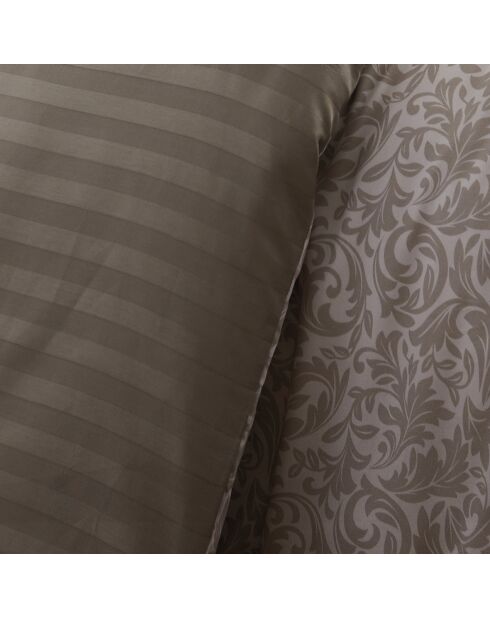 Funda de edredón y funda de almohada Damask Floralia, algodón topo, satén, 140 x 200 cm