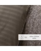 Funda de edredón y funda de almohada Damask Floralia, algodón topo, satén, 140 x 200 cm